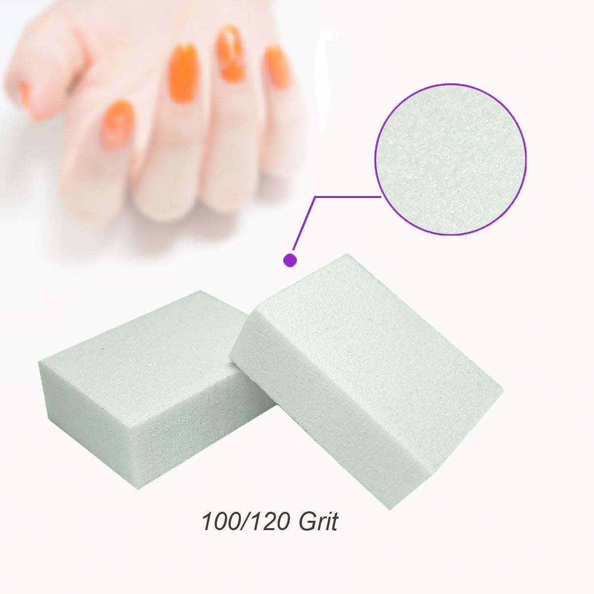 Nail Buffer Mini Block File 80/100 Grit Disposable Bulk, 130 Count (Orange) : Beauty