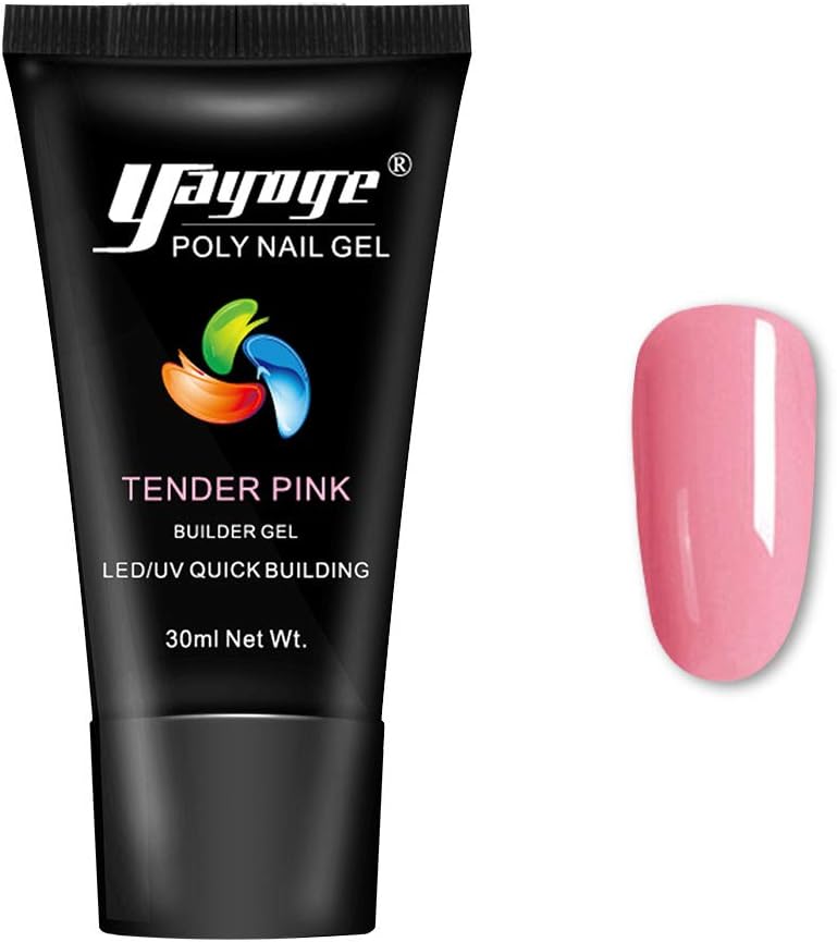 Yayoge Poly Gel Nail Extension Gel - 30ml Tender Pink Builder Nail Gel for Nail Extension Poly Nail Gel Builder Enhancement Salon Nail Easy DIY at Home False Poly Nail Extension Gel nail art starter
