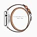 Apple Watch Band 38/42mm Leather Double Tour iwatch Strap Replacement Band with Stainless steel Adpter Clasp for Iphone Watch Series 3 Series 2 Series 1,Sport Edition ,Men Women (Brown, 42mm)