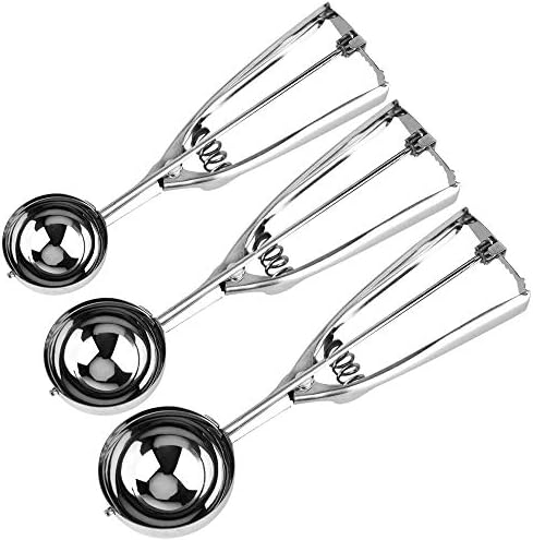 Ice Cream Scoop with Trigger Release Set, SOFTEEN Stainless Steel Ice Cream Scooper, Perfect for Meatball/Mashed Potato/Cookie Dough/Watermelon & Melon Ball, Dishwasher Safe, 3Pcs Set