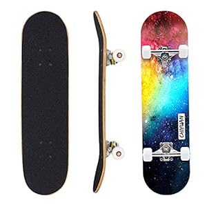 Geelife Pro Complete Skateboards for Beginners Adults Youths Teens Kids Girls Boys 31″x8″ Skate Boards 7 Layer Canadian Maple Double Kick Concave Longboards