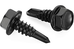 Bykonh #8 x 1/2" Hex Washer Head Self Drilling Screws Black Finish, 410 Stainless Steel, 100 PCS