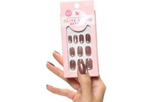 Olive & June Effects Super Stick Mani Press On Nails | Extra Short Round | No Glue Needed | 32 Tab Nails in 16 Sizes | Non-Toxic Tabs | Easy On-Off Non-Damaging Real Look | 7-Day Wear | Shacket Velvet