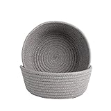LoongBaby Cotton Rope Storage Basket Toy Chest Nesting Bins Candy Basket Handmade Box Approved by the FDA for Household Kids Toy Collection (Grey-M)