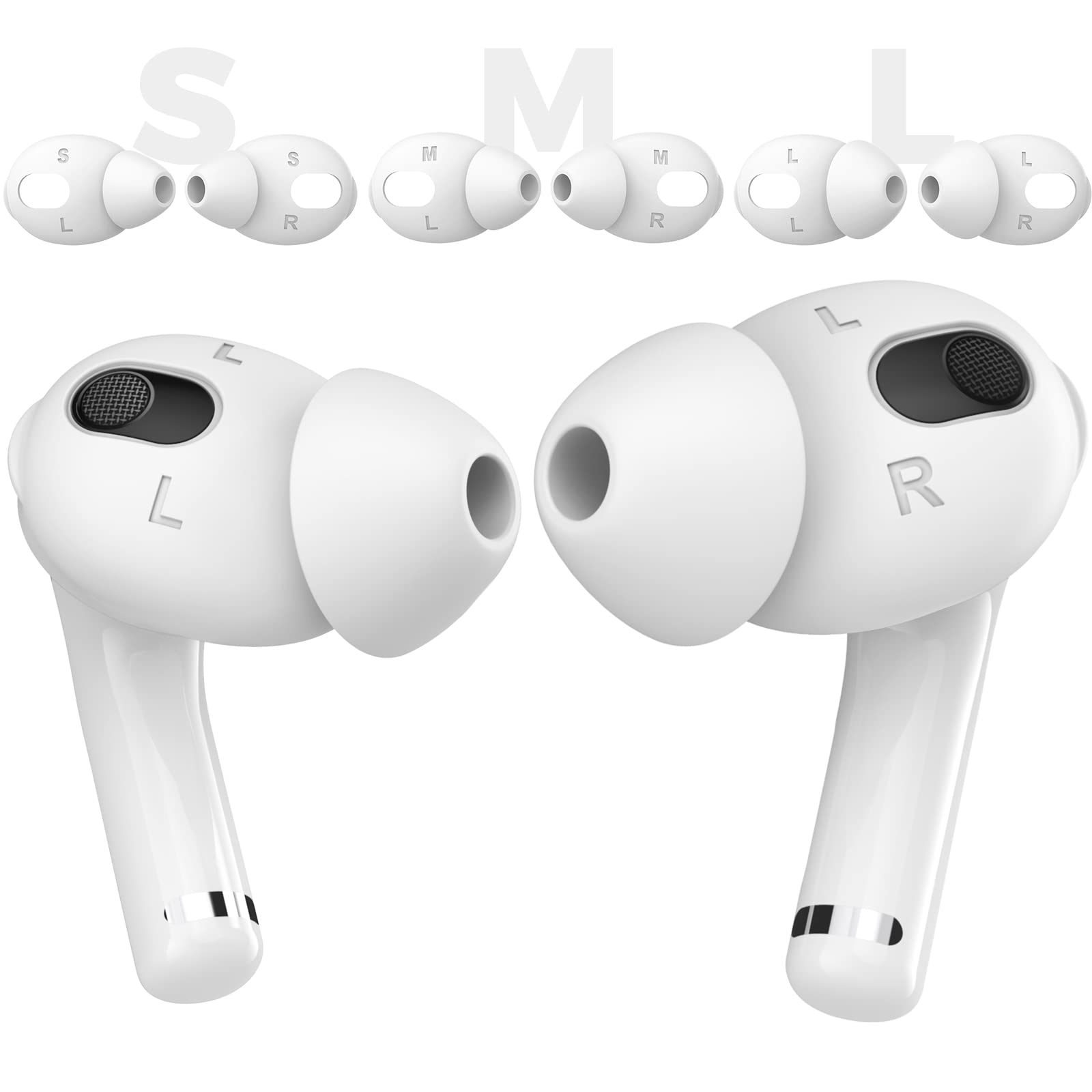 Photo 1 of AhaStyle 3 Pairs AirPods 3 Ear Tips Silicone Earbuds Cover [Not Fit in The Charging Case] Compatible with Apple AirPods 3 2021 (Large+Medium+Small, White)