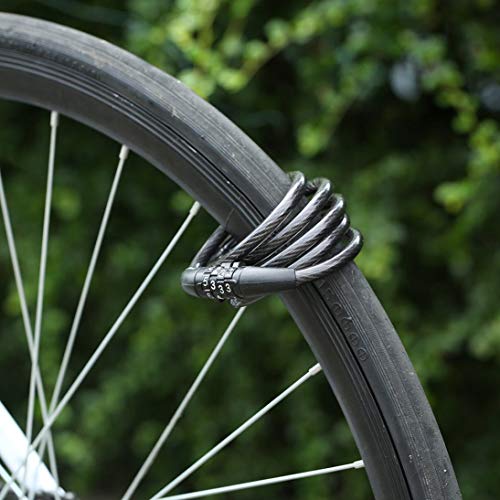 Baynne Manganese Steel + PVC + ABS Black 1200mm8mm(L x Dia) 4 Digit Combination Password Bike Bicycle Lock Steel Wire Security Cable