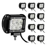 YITAMOTOR Led Light Bar 10Pcs 4Inch 18W Led Light Pod LED Flood Work Light Offroad Light Driving Light Fog Light Waterproof for SUV UTV ATV Pickup Boat Tractor Truck Trailer Mower 12V