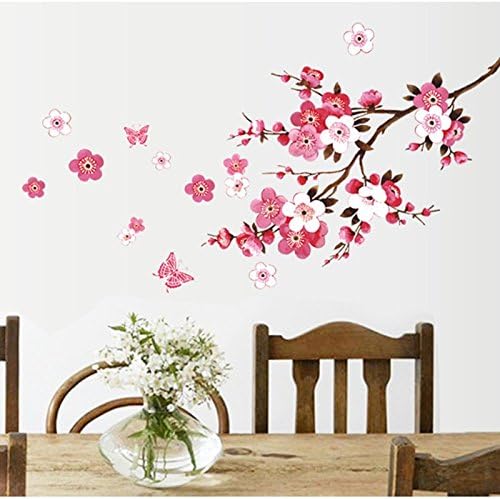 Mengshang Cherry Blossom Flower Wall Sticker Removable Living Room Bedroom Wall Decals Decors Murals Poster