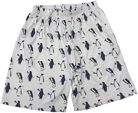 Lacrosse Shorts - Penguins with Lacrosse Sticks Pattern, Knee Length with Deep Pockets