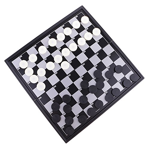 Dovewill Plastic Draughts Checkers Set in Foldable Magnetic Board for Enlightment&Entertainment