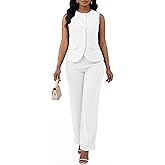 Kafiloe 2 Piece Sets Vest Pants Suits for Women Dressy Sleeveless Blazer Pantsuits Business Casual Outfits