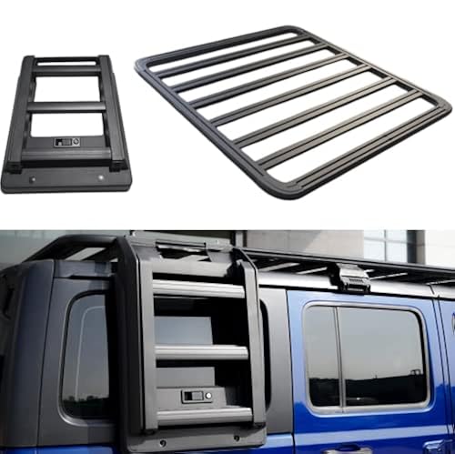 Rosy Racks ROSY PIXEL Roof Rack Cargo Basket & Ladder for 2018-2023 Jeep Wrangler ...