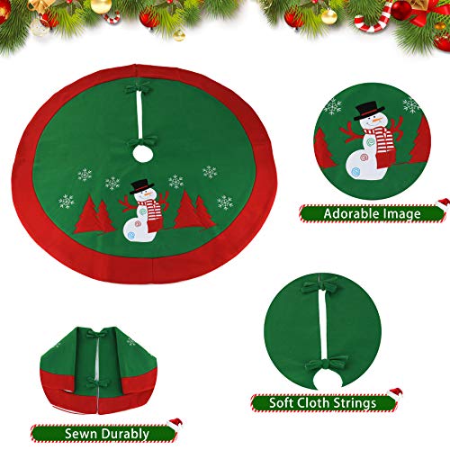 Wewill Exquisite Thick Christmas Tree Skirt with Red Border Tree Decoration Holiday Ornament, 35-Inch (Style 1) - Thumbnail 2