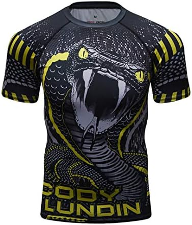 FESFJSES Compression Rashguard T Shirt Men Exercise Evil Wolf 3D Print Work Out Fitness Tights