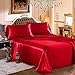 Honeymoon Luxury Satin Bed Sheet Set, Ultra Silky Soft, Queen - Red