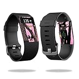 MightySkins Protective Vinyl Skin Decal for Fitbit Charge HR Watch cover wrap sticker skins Pink Tree Camo
