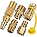 Mudder 5 Pieces 3/8 Inch Natural Gas Fitting for Propane Propane Hose Quick Disconnect Brass Pipe Fitting Hex Nipple 1/4 Inch Low Pressure Quick Disconnect or Connect for Blackstone Tabletop Grill