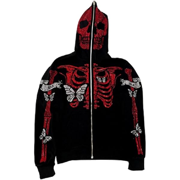 Amazon.com: Vohawsa Womens Rhinestone Skull Hoodie Oversized
