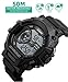 Digital Watch Teens Boys Mens Sports Water Resistant Outdoor Easy Read Military Back Light Black Big Face 1213 (Gray)