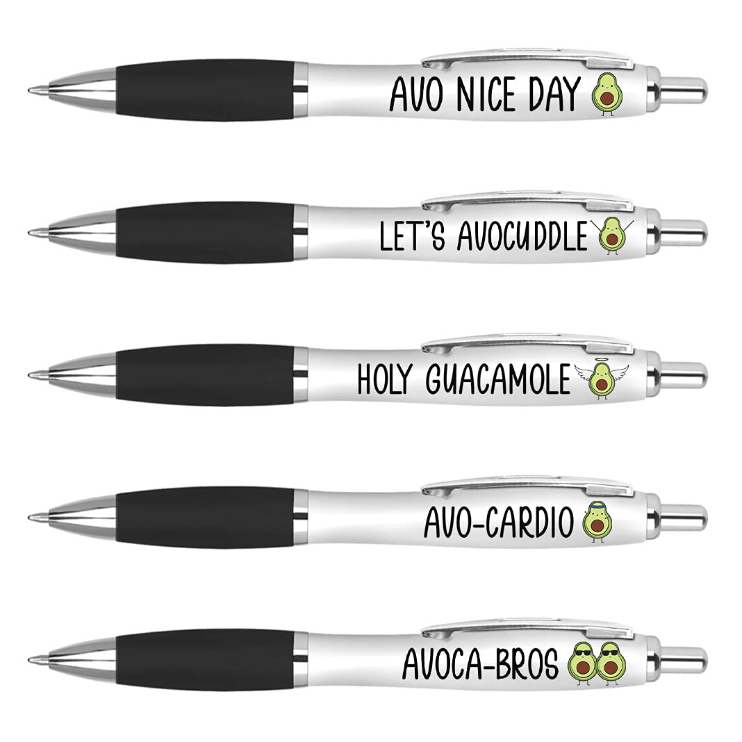 DV DESIGN 5 x Avocado Pens - Funny Puns Avocuddle Guacamole Avo-cardio Quotes Gift #75735