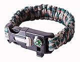 WildSnake Emergency Paracord Survival Bracelets|Set of Tactical Survival Gear |Flint Fire Starter, Whistle, Compass & Outdoor Survival-Kit Camping/Fishing/Life