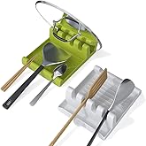 2 Pack Utensil Rest for Stove Top, Spatula/Ladle/Spoon Rest with Drip Pad & Pot Lid Holder Stand for Kitchen, Cooking Utensil