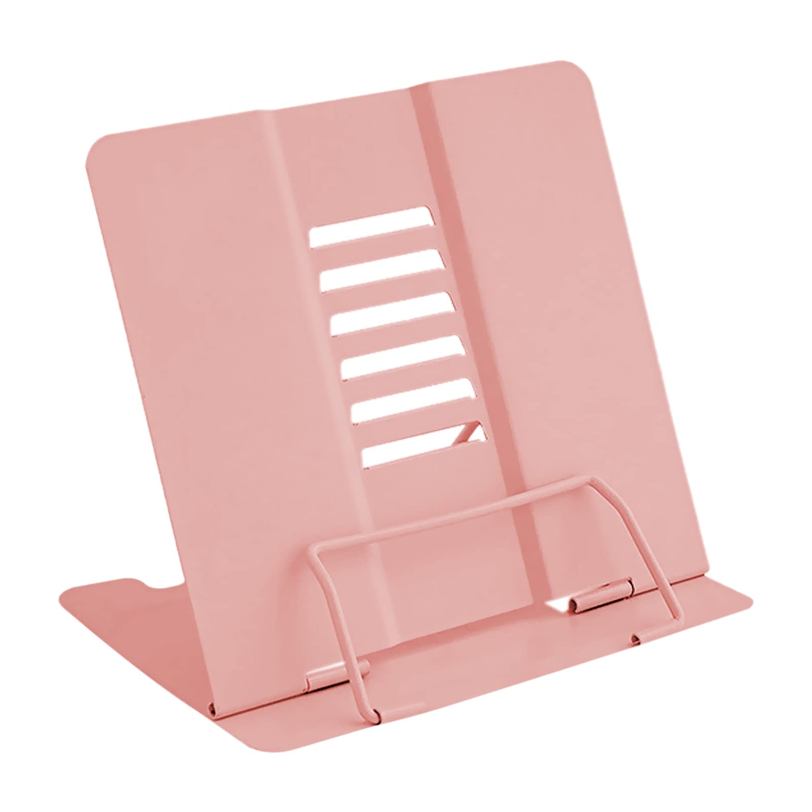 Geoyien Book Stand, Book Holder for Reading in Bed, Multifunctional Metal Reading Rack, Adjustable Angle, Correct Sitting Posture, Reduce Fatigue, for Office School Library Home (Pink)