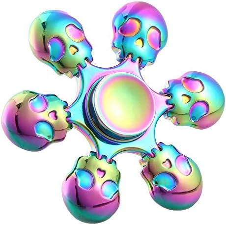 Rainbow Metal Fidget Spinner Multicolour Skull Head Spiner EDC Fidget Toy Finger Spinner Toys Top Spinner Cool Gifts for Kids