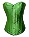 Chicastic Emerald Green Satin Sexy Strong Boned Corset Lace Up Overbust Bustier Bodyshaper Top - Large