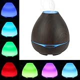 Essential Oil Diffuser , oobest 300ml Ultrasonic Cool Mist Humidifier / Wood Grain Air Humidifiers with 7 Color Changing LED Light and Waterless Auto Shut-off Yoga-Light