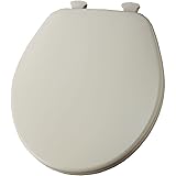 CHURCH 540EC 146 Toilet Seat with Easy Clean & Change Hinge, ROUND, Durable Enameled Wood, Almond