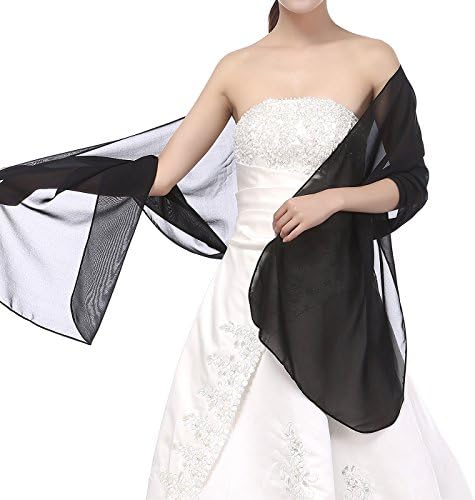 Soffte Cloud Sheer Chiffon Women Evening Shawls and Wraps for Dresses Black