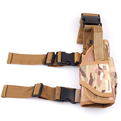 Cisno Drop Leg Adjustable Right Handed Tactical Thigh Pistol Gun Holster (Black) (CP)