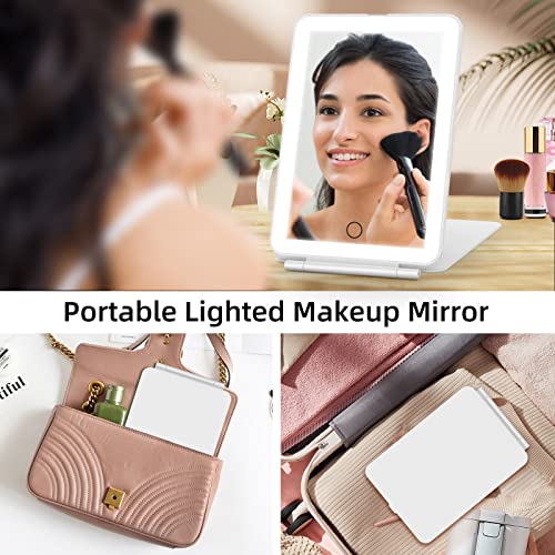 Rechargeable Travel Makeup Vanity Mirror with 72 LED Lights, 3 Colors