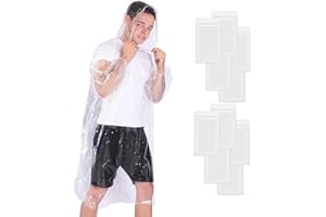 Rain Ponchos with Drawstring Hood and Elastic Cuff, Adults Disposable Drawstring Hood Clear Rain Poncho Emergency Raincoats