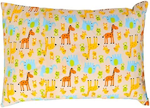 Pillow Patterns Pillowcase Froggie and Friends 100% Cotton by OTES OWL Small Pillow Sizes with Head Pillow (Cream)