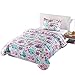 MarCielo 2 Piece Kids Bedspread Quilts Set Throw Blanket for Teens Boys Girls Bed Printed Bedding Coverlet, Twin Size, Purple Hoot (Twin)