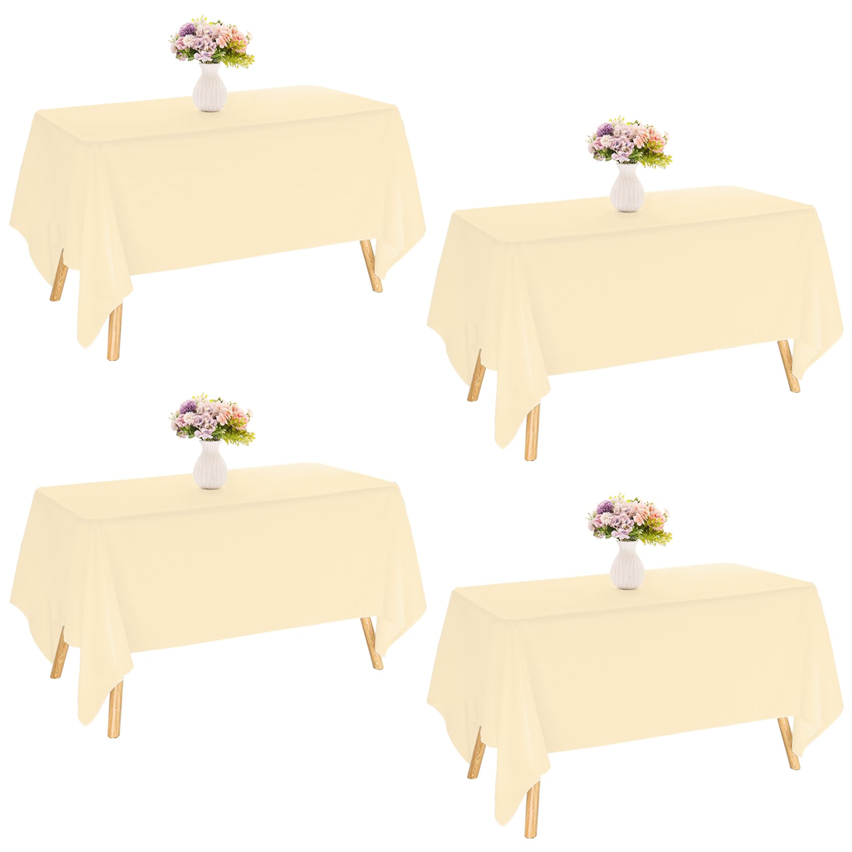 Photo 1 of JALANCY 4 Pack Rectangle Tablecloth for 6 Foot Tables Washable Polyester Table Cover for Wedding Dining Table Parties Banquet?60x102 Champagne?