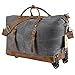 Kattee Luggage Rolling Duffel Bag Leather Trim Canvas Wheeled Carry-on Travel Bag 50L (Dark Gray)