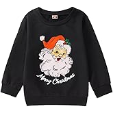 KEKEMI Toddler Christmas Crewneck Sweatshirt Retro Santa Graphic Pullover Top Baby Boy Girl Merry Christmas Long Sleeve Shirt