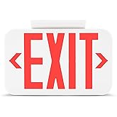 Amazon Basics LED Emergency Exit Sign, Double Face, UL Certified, Fire Retardant, Hardwired with Battery Backup, Red, 1-Pack