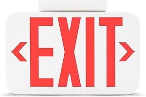 Amazon Basics Acrylonitrile Butadiene Styrene LED Emergency Exit Sign, UL Certified, 1-Pack, Double Face Exit, Hardwired with Battery Backup, Red