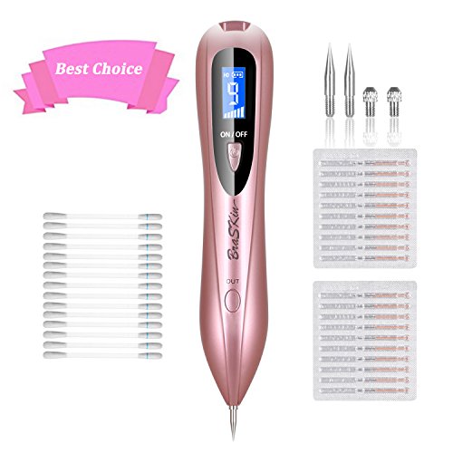 Mole Removal Pen, BraSkin Portable USB Rechargeable Skin Tag Removal Tool Kit Professional Beauty Pen with 9 Strength Levels for Body Facial Freckle Nevus Warts Age Spot Tattoo-2018 Upgraded