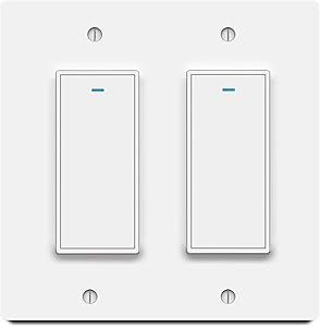 Smart Light Switch, Aleath Smart Switch, 2.4Ghz WiFi Light Switch - Neutral Wire Needed, Works with Alexa, Google Assistant and IFTTT, Remote Control - Single Pole Smart Switch 2 Gang