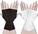 2/3 Pairs Winter Warm Knit Fingerless Gloves for Women Cable Fingerless Arm Warmers Mittens(05-2Pairs,White+Coffee)