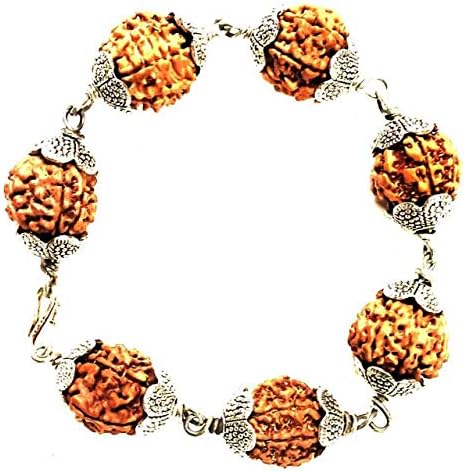 Numeroastro Natural & Original 7 Mukhi | Seven Faced Nepali Rudraksha Beads Bracelet In White Metal (1 Pc)
