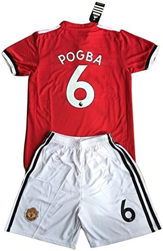 Pogba #6 Manchester United 2017-18 Kids/Youths Home Soccer Jersey &amp; Shorts (11-13 Years Old)