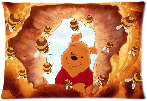Custom Cartoon Winnie The Pooh with Honey Tree Bees Pattern 01 Pillowcase Cushion Cover Design Standard Size 20X30 Two Sides