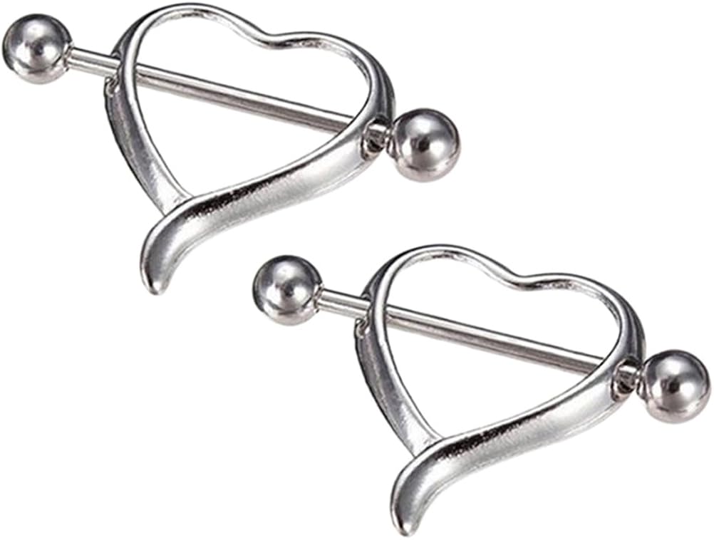 1 Pair Piercing Women Heart Sexy Cute Nipple Rings