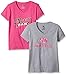 Mossy Oak Women's V-Neck Short Sleeve Graphic T-Shirts (2 Pack), XX-Large, Hot Pink/Sport Grey